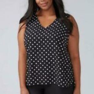 Lane Bryant Black Polka Dot Sleeveless Tank Top